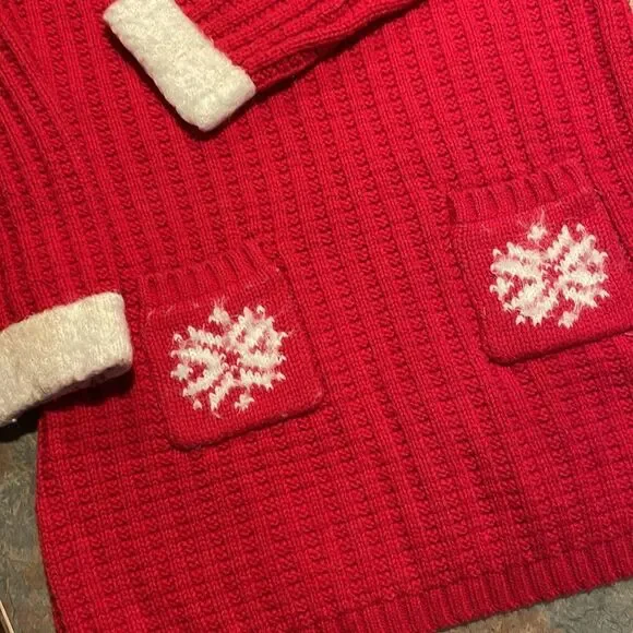 Camilla Girls 6x Holiday Sweater Dress Red and Cream - Picture 3 of 7